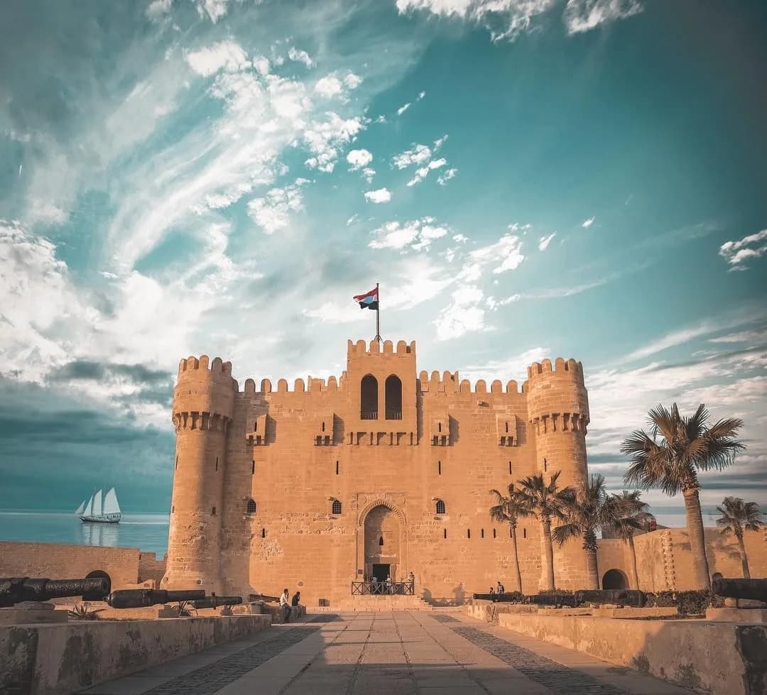 Qaitbay Citadel on the Mediterranean coast in Alexandria, Egypt