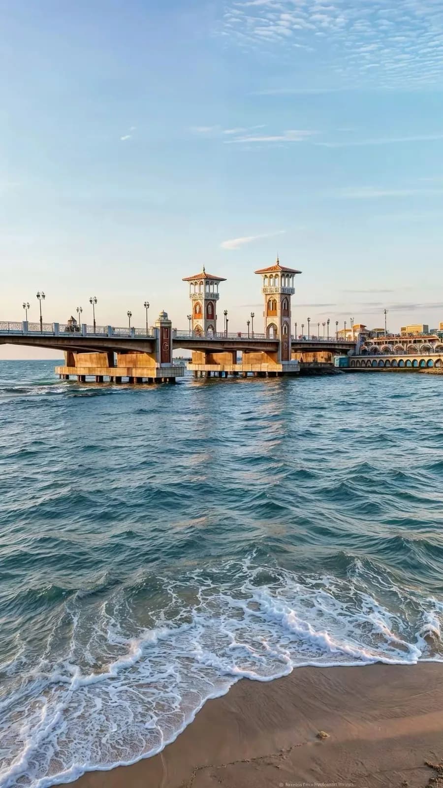 Stanley Bridge and Alexandria seafront from the beach